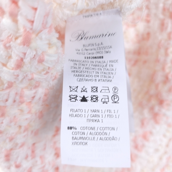 New Blumarine Pink White Yellow Tweed Weave Cardigan Jacket Sz 6 - Picture 14 of 16